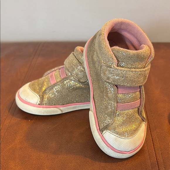 Sparkly Gold and Pink Kids Shoes - Picture 2 of 4